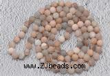GMN932 Hand-knotted 8mm, 10mm matte sunstone 108 beads mala necklaces