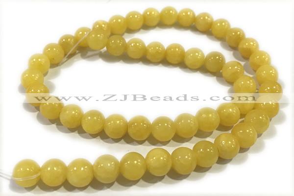 JADE196 15 inches 8mm round honey jade gemstone beads