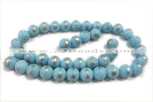 JADE454 15 inches 4mm round silvery jade gemstone beads