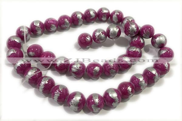 JADE460 15 inches 6mm round silvery jade gemstone beads