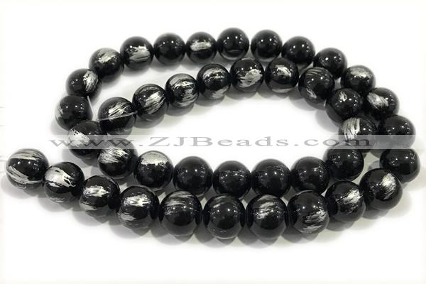 JADE465 15 inches 6mm round silvery jade gemstone beads