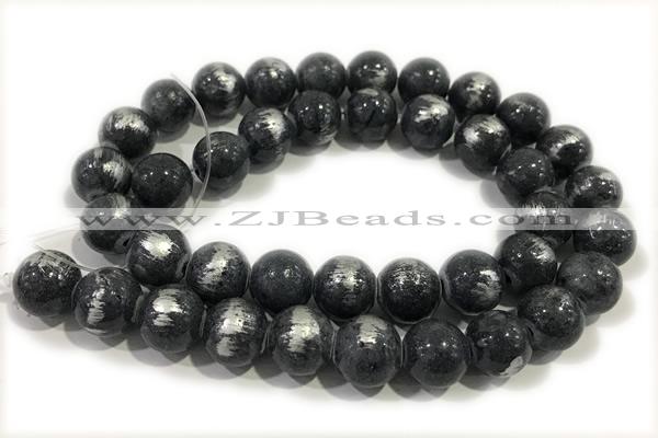 JADE474 15 inches 4mm round silvery jade gemstone beads