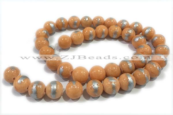 JADE480 15 inches 6mm round silvery jade gemstone beads