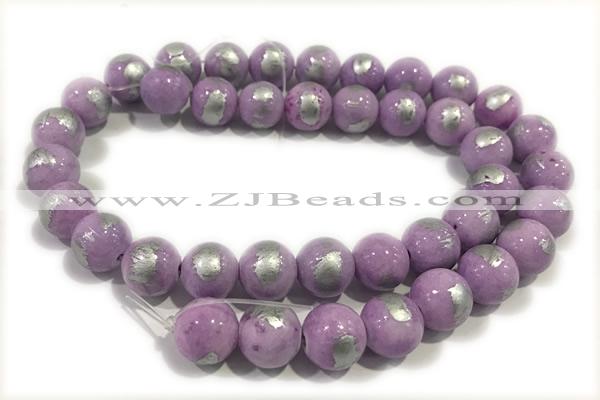 JADE489 15 inches 4mm round silvery jade gemstone beads