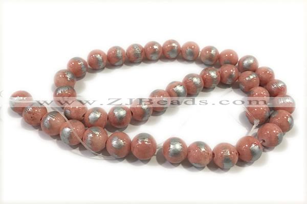 JADE495 15 inches 6mm round silvery jade gemstone beads