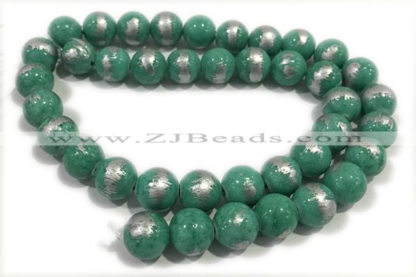 JADE503 15 inches 12mm round silvery jade gemstone beads