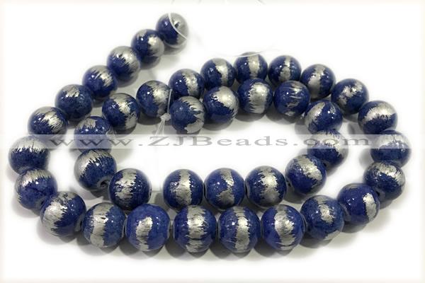 JADE505 15 inches 6mm round silvery jade gemstone beads