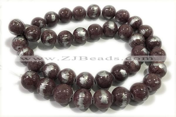 JADE513 15 inches 12mm round silvery jade gemstone beads