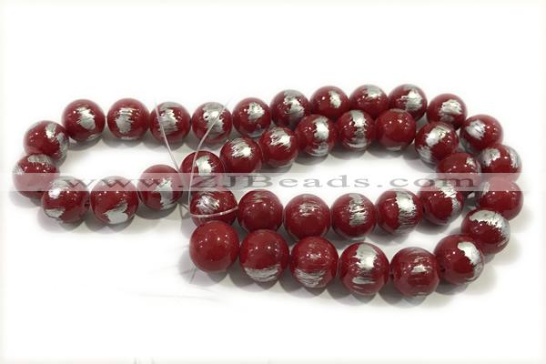 JADE515 15 inches 6mm round silvery jade gemstone beads