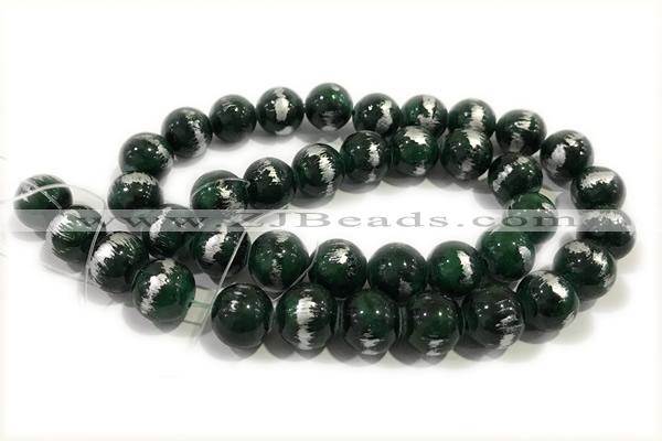 JADE520 15 inches 6mm round silvery jade gemstone beads