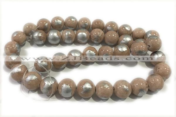 JADE526 15 inches 8mm round silvery jade gemstone beads