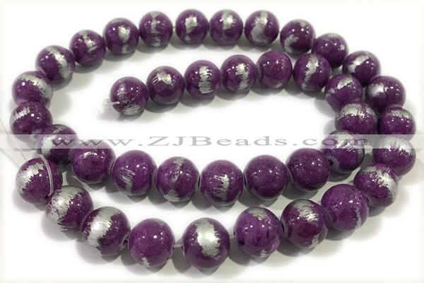 JADE531 15 inches 8mm round silvery jade gemstone beads