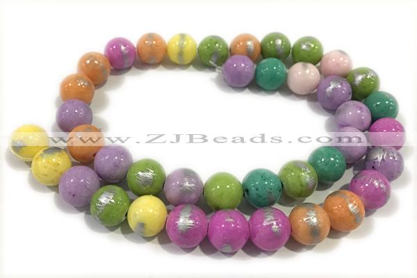 JADE536 15 inches 8mm round silvery jade gemstone beads