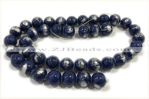JADE550 15 inches 6mm round silvery jade gemstone beads