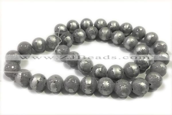 JADE555 15 inches 6mm round silvery jade gemstone beads