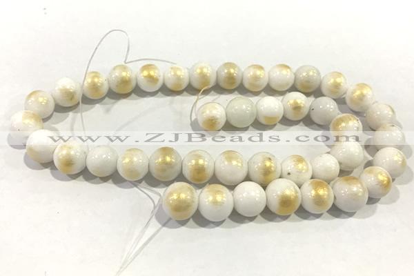 JADE565 15 inches 6mm round golden jade gemstone beads