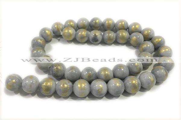 JADE583 15 inches 12mm round golden jade gemstone beads