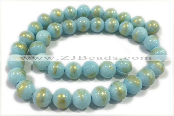 JADE584 15 inches 4mm round golden jade gemstone beads