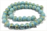 JADE587 15 inches 10mm round golden jade gemstone beads