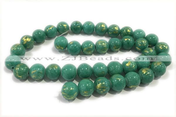 JADE590 15 inches 6mm round golden jade gemstone beads