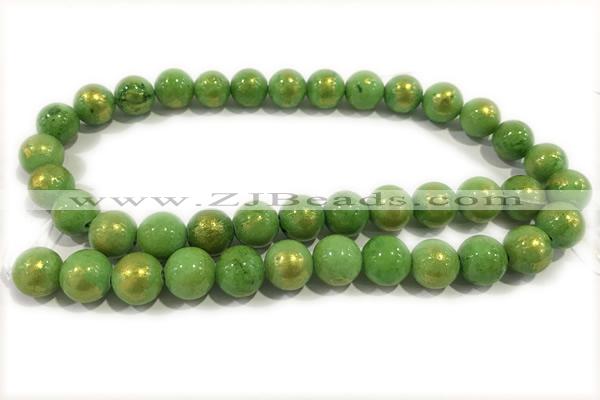 JADE594 15 inches 4mm round golden jade gemstone beads
