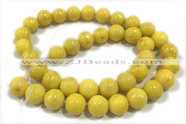 JADE600 15 inches 6mm round golden jade gemstone beads