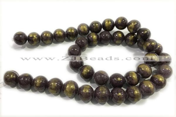 JADE604 15 inches 4mm round golden jade gemstone beads