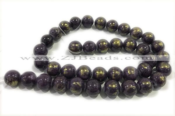 JADE616 15 inches 8mm round golden jade gemstone beads