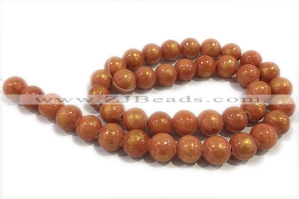 JADE634 15 inches 4mm round golden jade gemstone beads