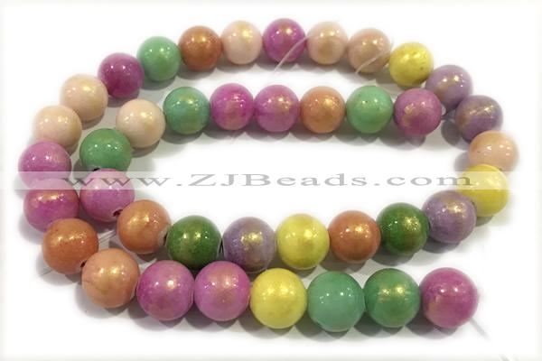 JADE672 15 inches 10mm round golden jade gemstone beads