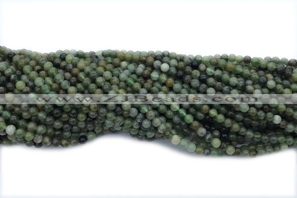 JADE688 15 inches 4mm round green jade gemstone beads