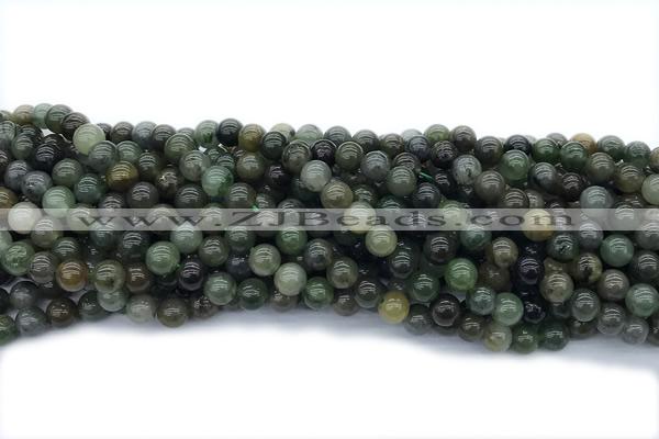 JADE689 15 inches 6mm round green jade gemstone beads