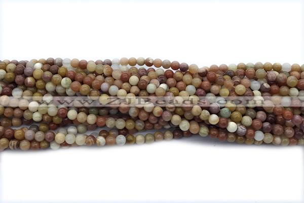 JASP10 15 inches 4mm round wood jasper gemstone beads