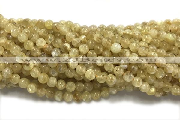 KUNZ05 15 inches 6mm round Peru dye yellow lepidolite beads