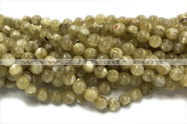KUNZ06 15 inches 8mm round Peru dye yellow lepidolite beads