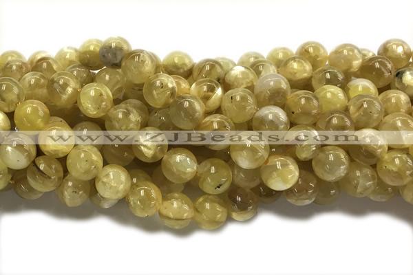 KUNZ07 15 inches 10mm round Peru dye yellow lepidolite beads