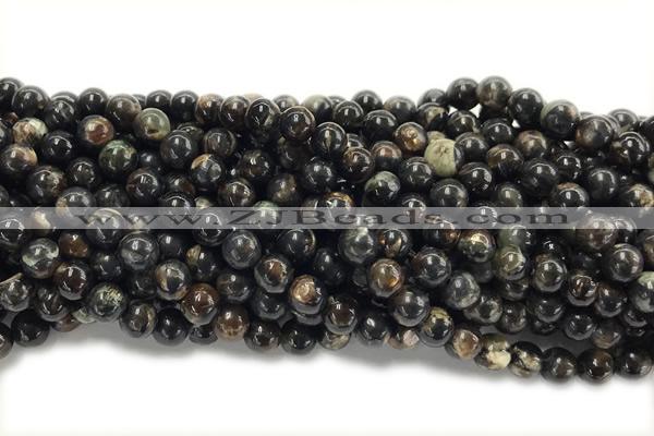 KUNZ08 15 inches 6mm round Peru dye black lepidolite beads