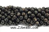 KUNZ10 15 inches 10mm round Peru dye black lepidolite beads