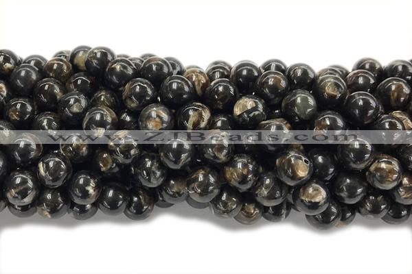 KUNZ10 15 inches 10mm round Peru dye black lepidolite beads