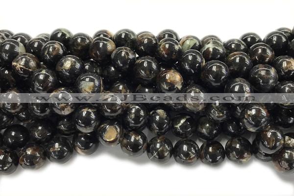 KUNZ11 15 inches 12mm round Peru dye black lepidolite beads