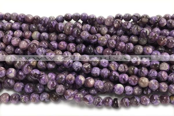 KUNZ12 15 inches 6mm round Peru dye purple lepidolite beads