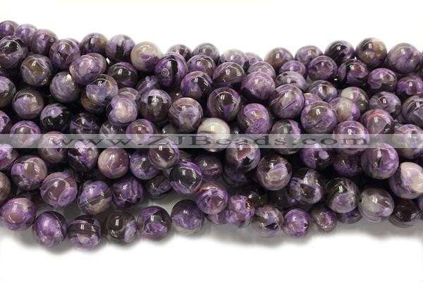 KUNZ14 15 inches 10mm round Peru dye purple lepidolite beads