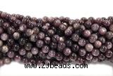KUNZ18 15 inches 8mm~9mm round natural Brazilian lepidolite beads
