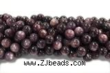 KUNZ19 15 inches 10mm~11mm round natural Brazilian lepidolite beads