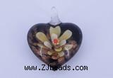 LP02 16*32*40mm heart inner flower lampwork glass pendants