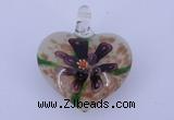 LP10 16*32*38mm heart inner flower lampwork glass pendants