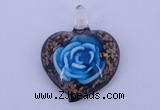 LP14 15*38*48mm heart inner flower lampwork glass pendants