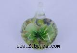 LP18 18*30*40mm heart inner flower lampwork glass pendants