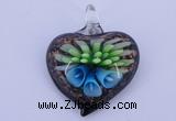 LP22 15*36*44mm heart inner flower lampwork glass pendants