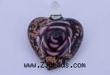 LP23 14*34*45mm heart inner flower lampwork glass pendants